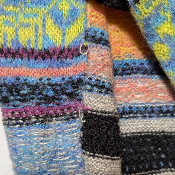 Free People Patchwork Turtleneck Sweater Womens Small Boho Striped Multicolor - Picture 6 of 6